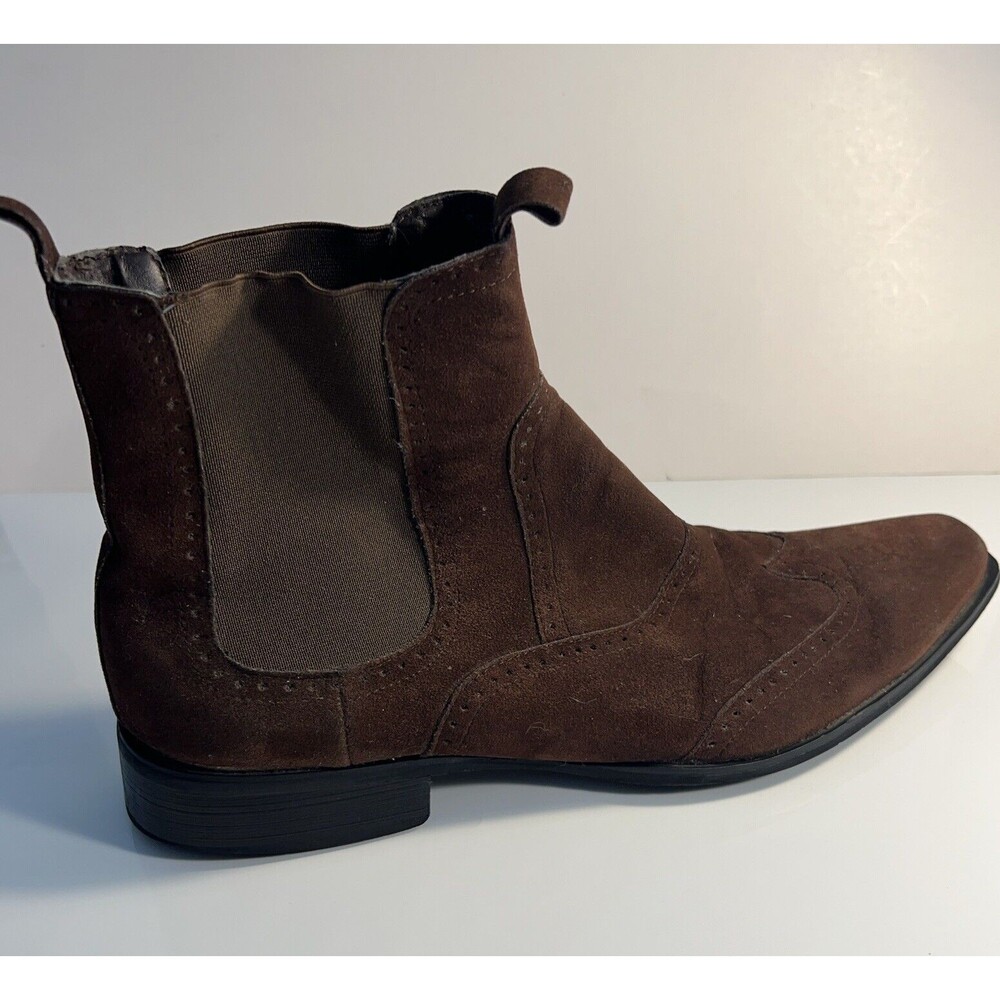 Size 8 Western Ankle Boots Mens Brown Soft Leather Banana Blues Cowboy EUC